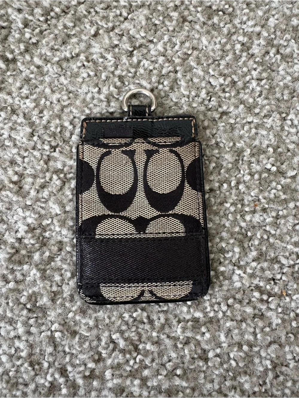 Coach Signature Canvas Card Case in Black and Khaki